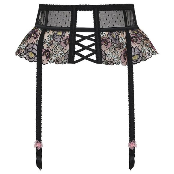 VS XXS 2 Piece Set FOR LOVE & LEMONS Clara Thong Panty & Garter Belt Floral NWT - Picture 9 of 10